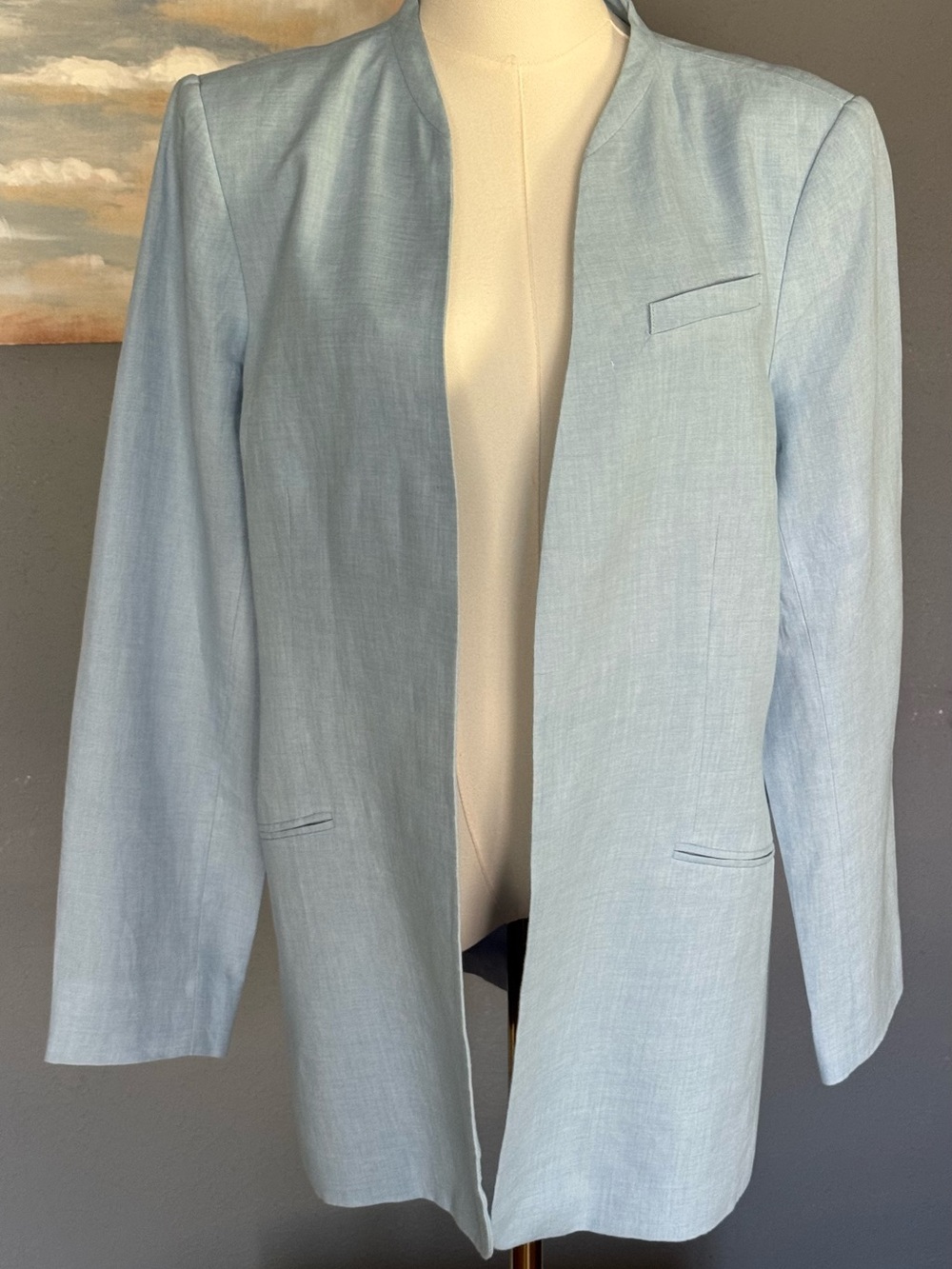 NWOT Calvin Klein Jacket Linen Light Blue Sz 16